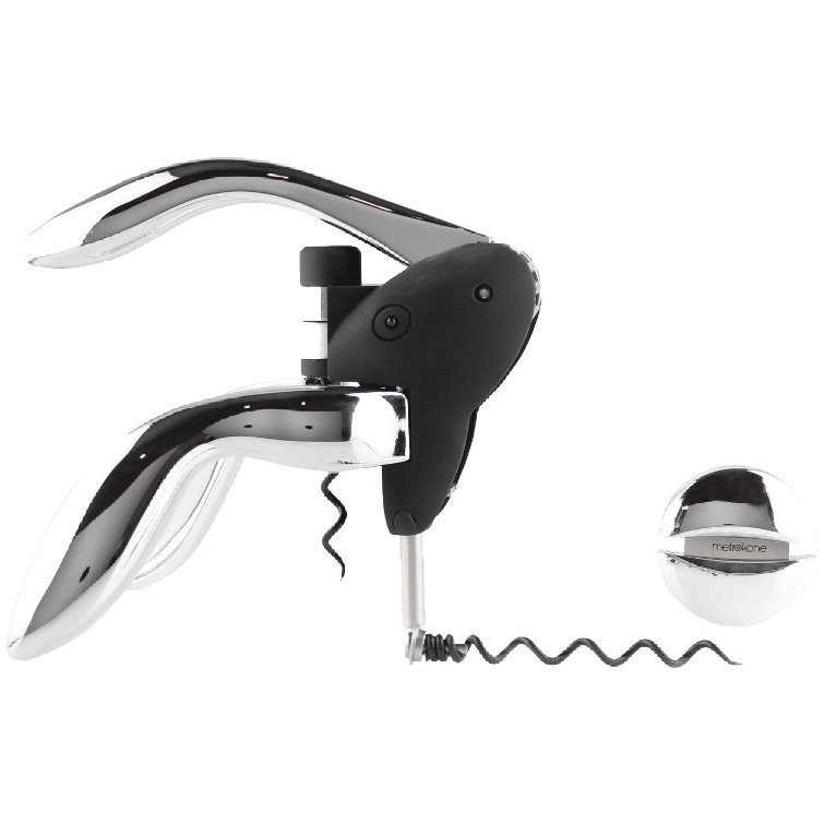 Houdini Corkscrew Wine Opener, Includes Foil Cutter and Extra Spiral